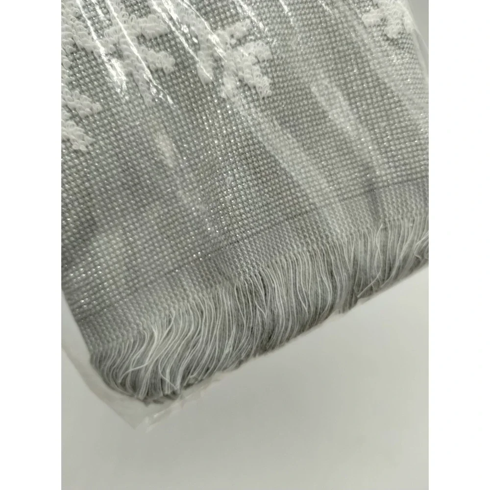 2 New St. Nicholas Square Gray Metallic Snowflake Kitchen Towels Christmas